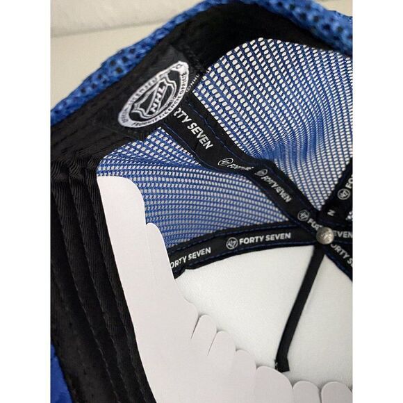 47 Brand Hang Out Tampa Bay Lightning Trucker Hat One Size Adjustable Blue White - Picture 13 of 13